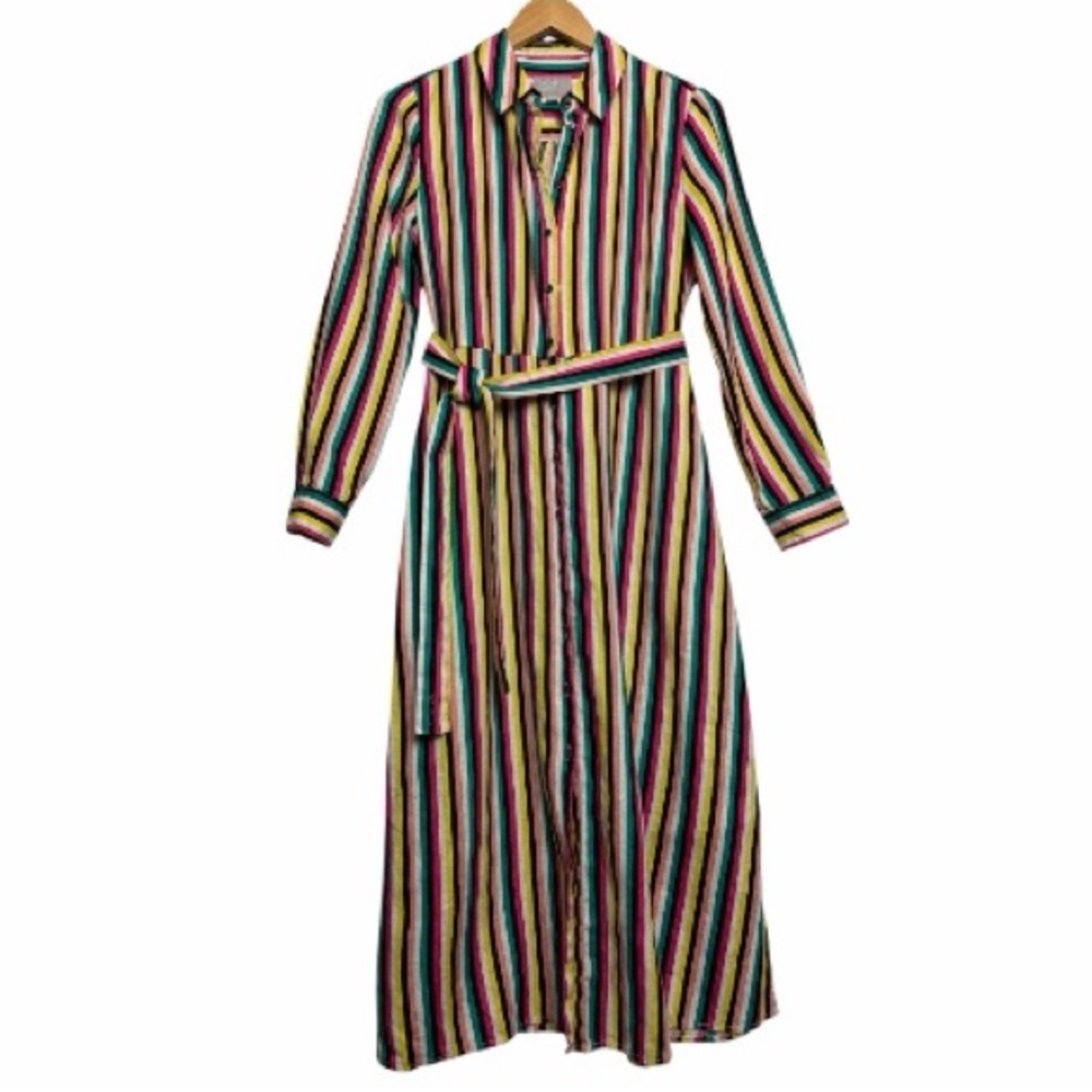 Pure Collection Multicolor Striped Long Sleeve Dress Size 10 - Picture 2 of 12